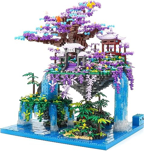 Pasyru Tree House Building Set, 4500+ Pcs Pavilion of Fairies Building Set, Bonsai Tree Building Set, Mini Bricks Architecture Kits, Famous Chinese Fable Architecture(16290)