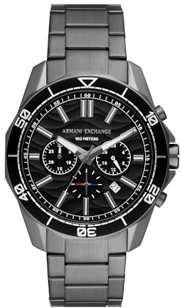 Armani Exchange Watch For Men, Chronograph Movement and 44mm Case Size with Stainless steel, Leather or Silicone strap