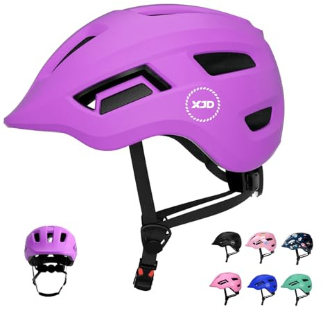XJD Casco da bicicletta per bambini e ragazzi, casco regolabile per bambini 48-56 cm, casco da skateboard per ragazze e ragazzi 2-8 anni certificazione CE, casco da bici da (Lilla, S)