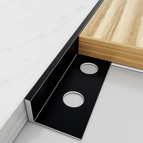 Raouoae Perfil De Baldosa En L 125CM 2 Piezas, Tira De Protección Para Baldosas Cerámica, Perfil De Esquina Para Piso, Paneles Y Azulejos, Protector De Borde Para Suelo(Schwarz,Höhe: 7.8 mm)