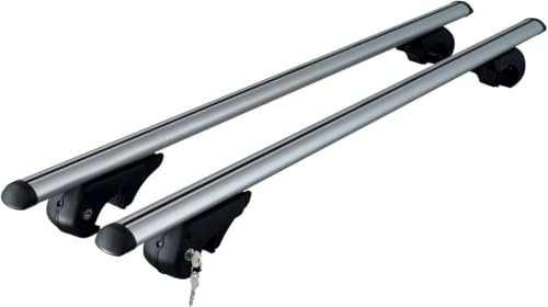 Barre portatutto BRIO in alluminio adatti ai veicoli con railling alti con portata massima di 90 kg lunghe 135 cm