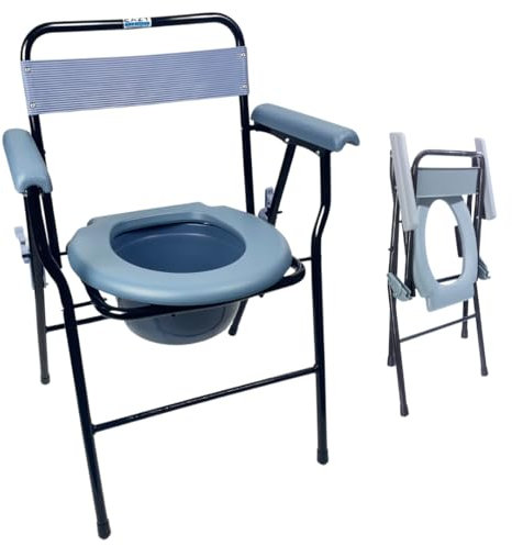 Eazy Folding Commode Chair Lightweight, Commode Toilet Chair with Easily Removable Bucket; with Locking Mechanism for Maximum Safety, Folding for Storage