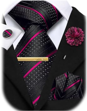 Hi-Tie Juego de 4 corbatas para hombre y gemelos cuadrados de bolsillo, diseño de flores, para boda, negocios