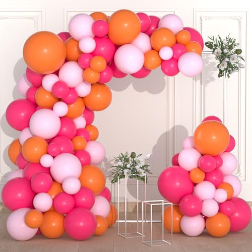 Rose Rot Rosa Orange Ballonbogen Girlande Kit - Rosa Orange Geburtstag Party Hot Pink Ballons für Geburtstag Hochzeit Braut Dusche Jahrestag Party Dekorationen