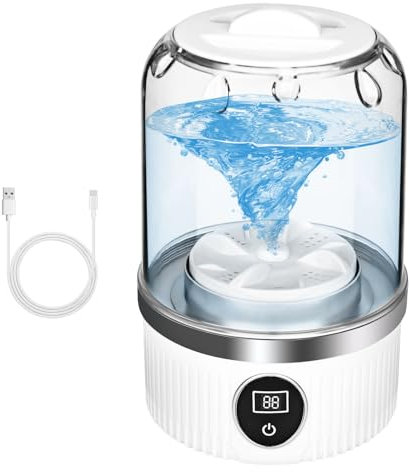 DMJJSD Machine à laver portable, avec une mini machine à laver USB, 600 g Tragbare Underwear Machine à laver, convient pour les voyages, le camping, les dortoirs (blanc)