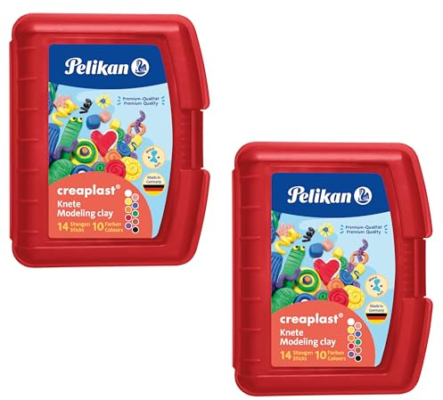 Pelikan 2056080 198/9R Modelliermassen Kinderknete Creaplast, 300g, rot (Doppelpack)