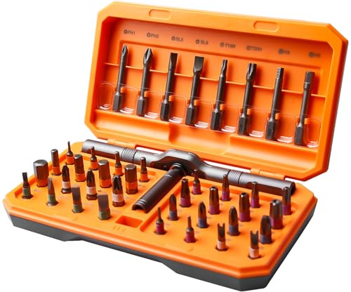 Juego de destornilladores magnéticos 42 en 1, juego de destornilladores de carraca, mecanismo de precisión 42 en 1 con estuche, diseño de broca extraíble para aplicaciones versátiles