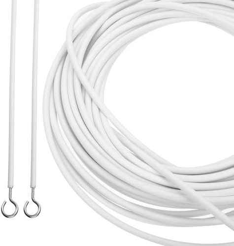 Cabilock Kit de Alambre para Cortinas con Ganchos y Ojos de Cuerda de Resistente para Colgar Visillos y Decoraciones Ventanas Fácil Instalación para Hogar y Jardín