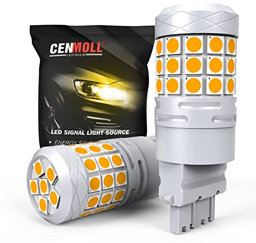 Cenmoll 3157 Bombilla LED ámbar amarillo, superbrillante 40 W 2000 lm Canbus sin errores 3057 4057 3157 4157 T25 bombillas LED para coche, marcha atrás, estacionamiento, luces intermitentes, 2PCS