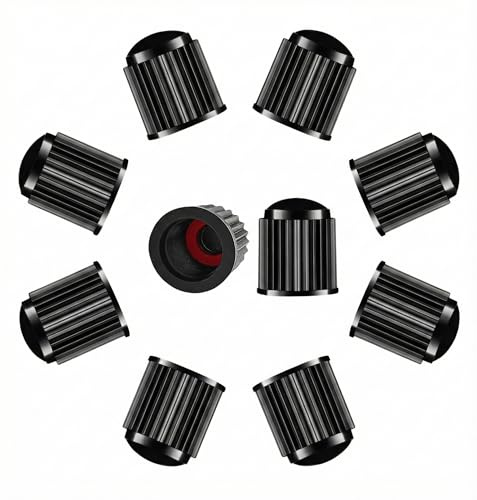 ZYOC 10 PCS Tyre Dust Valve Caps with O-Seal Ring, Universal Stem Dust Cover Caps For Car Tyres, Bikes, Trucks, Heavy Duty Airtight Seal, Screw-On, Tyre Wheel Hub Caps, Car Accessories