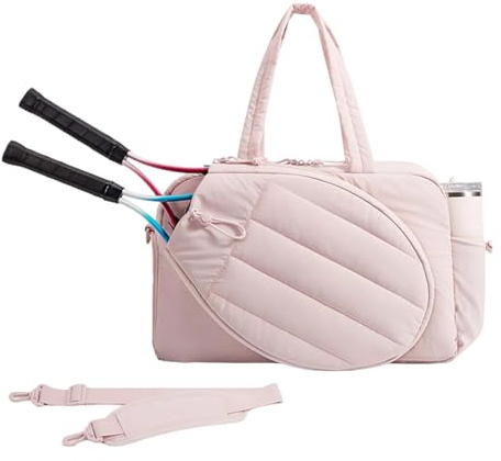 Uqezagpa Bolsas impermeables para gimnasio y viaje para entusiastas del tenis, interior espacioso con compartimento dedicado para zapatos, bolsa de almacenamiento acolchada para raquetas