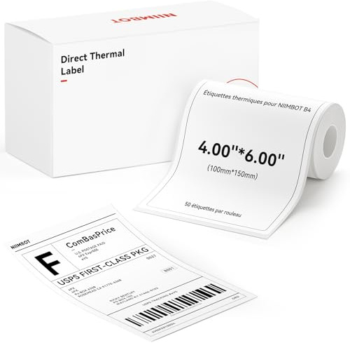 Étiquettes expédition NIIMBOT 10x15cm pour B4, 50 étiquettes/rouleau | Étiquettes autocollantes pour livraison & expédition e-commerce