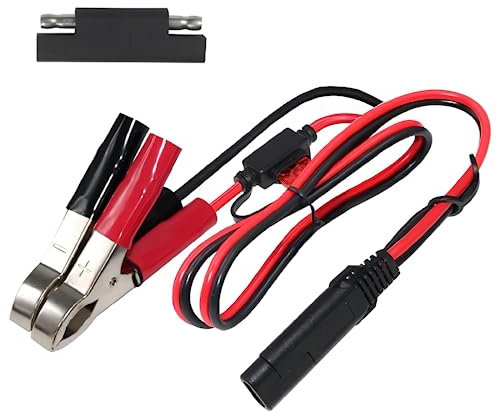 KUNCAN 1.5FT 12v Battery Alligator Crocodile Clip to Sae Connector Extension Cable, 16 Gauge Sae 2 Pin Quick Disconnect to Alligator Clamps Connectors Cord, Fuse 7.5A