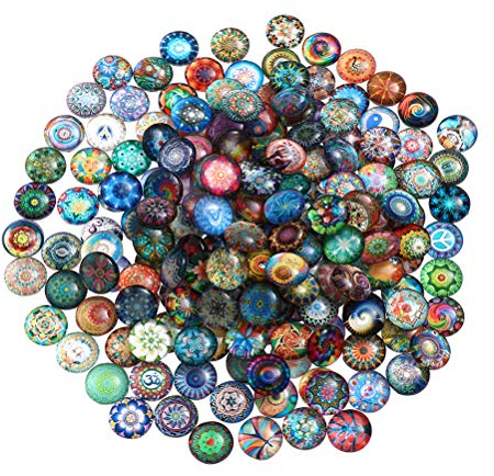 100 Stücke Glasnuggets Glasmosaik Glassteine Muggelsteine Mosaiksteine Halbe Runde Cabochon Glas Edelstein für DIY Schmuckherstellung 10mm