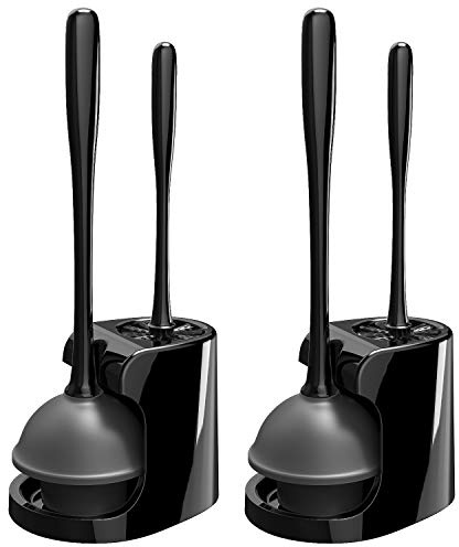 MR.SIGA Toilet Plunger and Bowl Brush Combo for Bathroom Cleaning, Black, 2 Sets