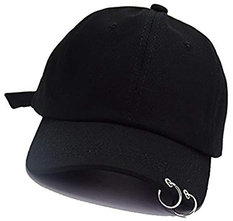 Basebollkeps K-pop utomhus järnring snapback-keps ledig justerbar hatt hiphop hatt (svart), Som visat, M