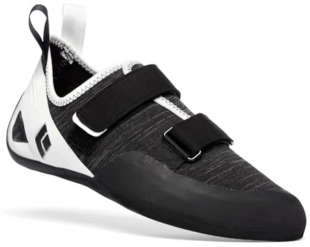 BLACK DIAMOND Men’s Momentum Rock Climbing Shoes | Engineered Knit Technology | 4.3mm Rubber Outsole | White-Black | Size 8