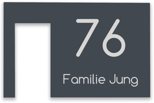 Jung Edelstahl Design Modernes V2A Edelstahl Türschild optimiert für Ring Video Doorbell Wired Klingelschild Haustürschild mit Hausnummer und Namen individuell personalisierbar… (Anthrazit)