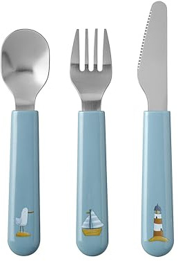 Mepal – Set di posate per bambini 3 pezzi – Sailors Bay – posate per bambini – set di posate per bambini con forchetta, coltello, cucchiaio per bambini – lavabile in lavastoviglie