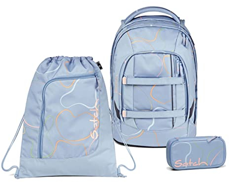 satch Pack Schulrucksack Set 3tlg. mit Schlamperbox und Sportbeutel (Vivid Blue)
