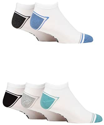 Farah Mens Striped Bamboo Trainer Socks Pack of 5 White 6-11