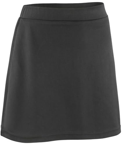 Girls School Skort – 2-in-1 Smart Uniform Skirt with Built-in Stretchy Shorts – Flat Front, Non-Pleated & Pocket-Free – PE, Sports & Daily Wear (UK, Age, 11 Years, 12 Years, Regular, Black)