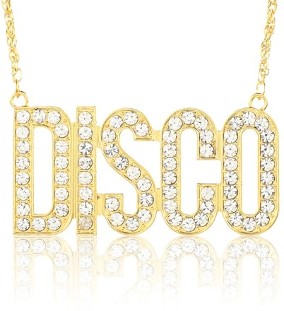 Disco och halsband till män och kvinnor i 70-tals stil, discokedja, hippie kläder, disco kläder, guld halsband, fest kostym tillbehör