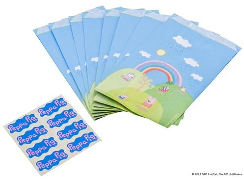 Dr. Oetker Papier Partytüten mit Sticker Peppa Wutz – Perfekt für Kindergeburtstage oder als Geschenkverpackung für Fans von Peppa Pig – Praktisches Set: 16 Stück
