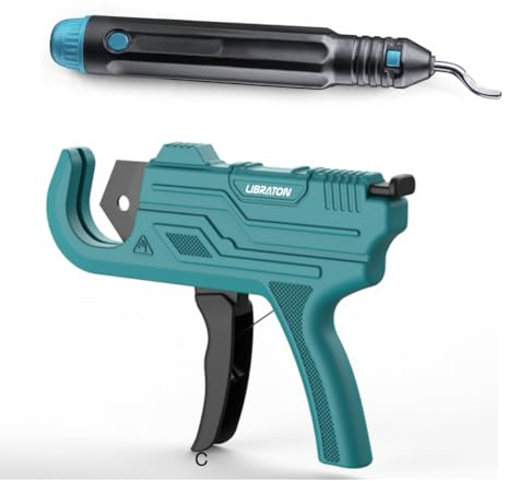 LIBRATON Rohrschneider Kunststoff, PVC Rohrschneider 42mm, Ratschen-Rohrschneider, Einhandbedienung Kunststoff Rohrabschneider mit Entgrater, von PEX-, PVC-, PPR-Kunststoffschläuchen und Sanitärrohren