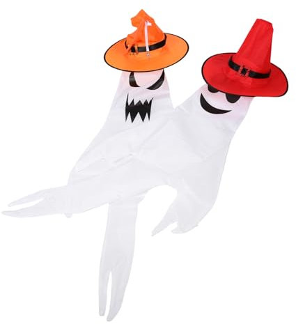 Sosoport Decoración Exterior Halloween Banderas Colgantes De Viento Luces De Manga De Viento