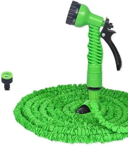 Expandable Garden Hose, 50ft Hose Pipe, 3 Times Flexible Expanding Garden Water Hose with 8 Function Nozzle Spray, Hose with 1/2& 3/4 Connector Fittings