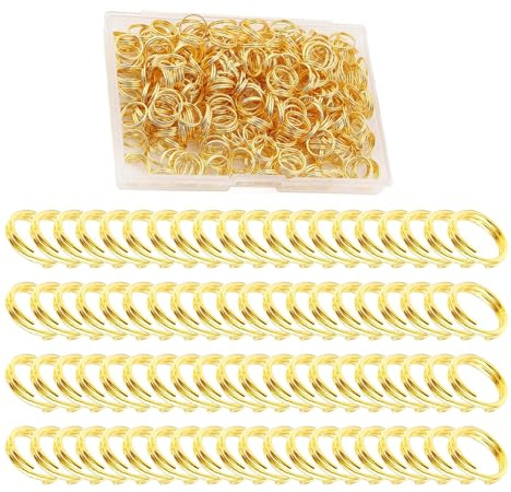 HUAZIZ Lot de 1 000 porte-clés doubles boucles de 10 mm, connecteurs pour bijoux, bracelets, petites bagues en métal, boucles d'oreilles, artisanat (doré)