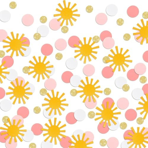 Baby Shower Confetti Sunshine Table Scatters Decoration for Sun Boys or Girls Birthday Table Confetti Party Decorations Pink