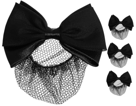 ARTSEWPLY Filets à Cheveux En Maille Élastique 4 Pièces Avec Pince Papillote Noir, Filet à Chignon Pour Femmes, Accessoire Coiffure Professionnel Et Fêtes