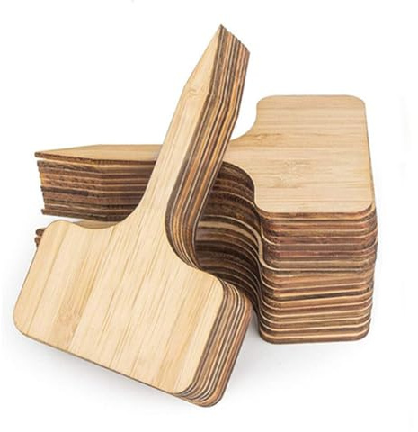 YIPFEN 30 Pezzi Etichette per Piante in Legno di Alta Qualità, Resistenti alle Intemperie, Targhette per Erbe Aromatiche e Giardino, Accessori per la Marcatura delle Piante a Forma di T