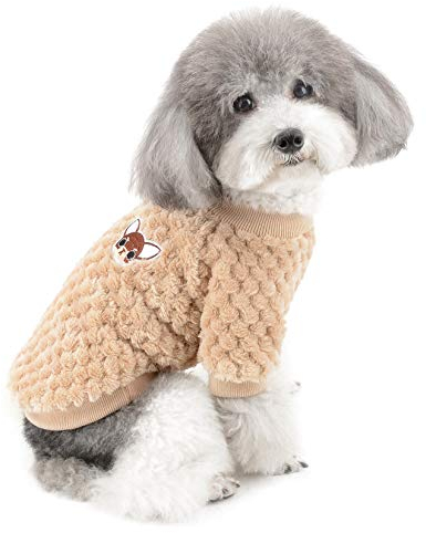 Zunea Hundepullover für kleine Hunde Fleece Warm Weich Welpen Sweater Wintermäntel Winterjacken Hunde Bekleidung Haustier Chihuahua Katzen Kleidung Braun S
