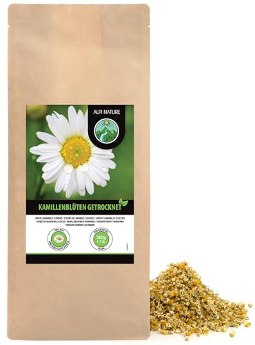 Alpi Nature Manzanilla Infusión 500g, Flores de Manzanilla Natural Secas de Primera Calidad