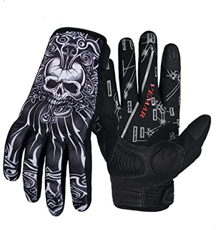 EXCEREY Skull Ghost Touchscreen Compatible Riding MTB Bike Gloves for Running Climbing Riding Biking Outdoor Sports, Gift for Men Women(Black, Size L)