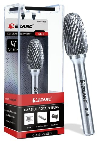 EZARC SE-5 Hartmetall Frässtifte mit 1/4-Zoll-Schaft – Doppelschnitt Drehfeile Zylinderendschnitt, Schneidefräser, Schneidefräser, Schneideisen für Stahlmetallbearbeitung, Polieren und Gravieren…