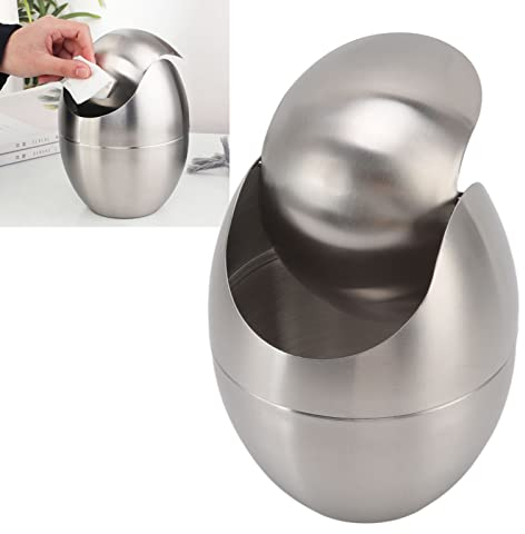 Tomotato Papelera de Mesa con Tapa Basculante, Mini Cubo de Basura de Acero Inoxidable de 1.5 Litros, Papelera de Oficina Pequeña para Hogar, Oficina, Cocina, Dormitorio, Baño