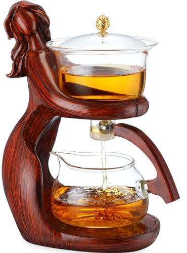 Nuogo Semi Automatic Glass Teapot Set Tea Maker with Infuser Lazy Magnetic Semi Automatic Kungfu Tea Set with 6 Small Cups