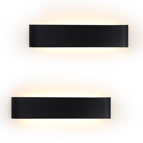 YCZM 24W Aplique Pared Interior 2880LM Apliques Pared Interior 3000K Blanco Cálido Lampara Moderna de Aluminio 2 Piezas 41CM Negro IP44 Lámpara de Pared Para Salon Dormitorio Sala Pasillo Escalera