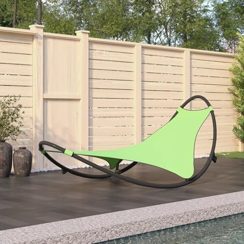 LAPOOH Tumbona Mecedora con Ruedas, Sillas Playa, Tumbonas Jardin, Hamacas Y Tumbonas, Sillas De Jardín, Tumbonas Piscina, Acero y Tejido textilene Verde