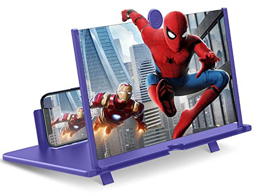 12'' Screen Magnifier for Cell Phone Ultra-Clear Mobile Phone Magnifier Projector Screen for Movies and Videos. Easy to Use and Compatible with All SmartPhones