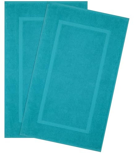 Hammetex Badetuch-Matte 2er Set, 100% Baumwolle Handtuchmatte 900 GSM, Oeko-TEX Zertifiziert, saugfähig & waschbar für Badezimmer, 51x86 cm, Türkis