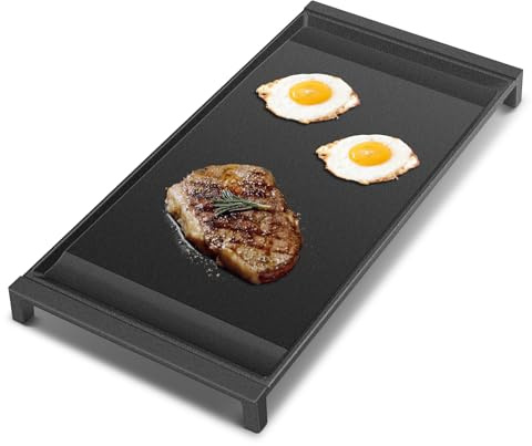 Upgraded WB31X24738 Cast Iron Griddle Replacement for GE Appliance Stove Range Cooktop, Nitrided Non-stick Coating, WB31X49806 Gas Stove Top Center Part for GE, 19.5×9 Integrated Griddle Plate