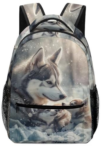 XKASKDFKE Sacs À Dos Chien husky sibérien Cartables Enfants Animal Sac D'ecole Ecole De Livre Pour Des Garçons Filles Enfants