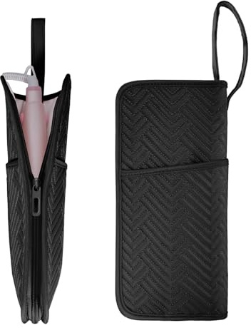 SITHON Hot Tools Holder & Mat, Heat Resistant Hair Tools Travel Bag Portable Hot Tools Organizer Cover Pouch for Curling Flat Irons, Hair Straightener and Styling Tools (Bag Only) (Black)
