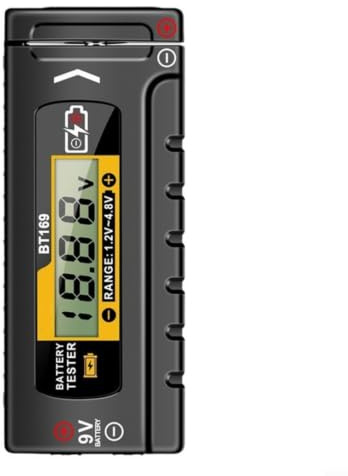 BT167 BT169 batteritestare med digital display för AA AAA C D 9 V knappceller och litiumjonbatterier, exakt spänningstestare utan extern strömkälla, lätt bärbar mätanordning av robust (BT167)