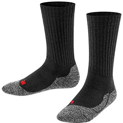 FALKE Unisex Kinder Socken Active Warm K So Wolle Funktionsmaterial dick atmungsaktiv einfarbig 1 Paar, Schwarz Black 3000, 27-30
